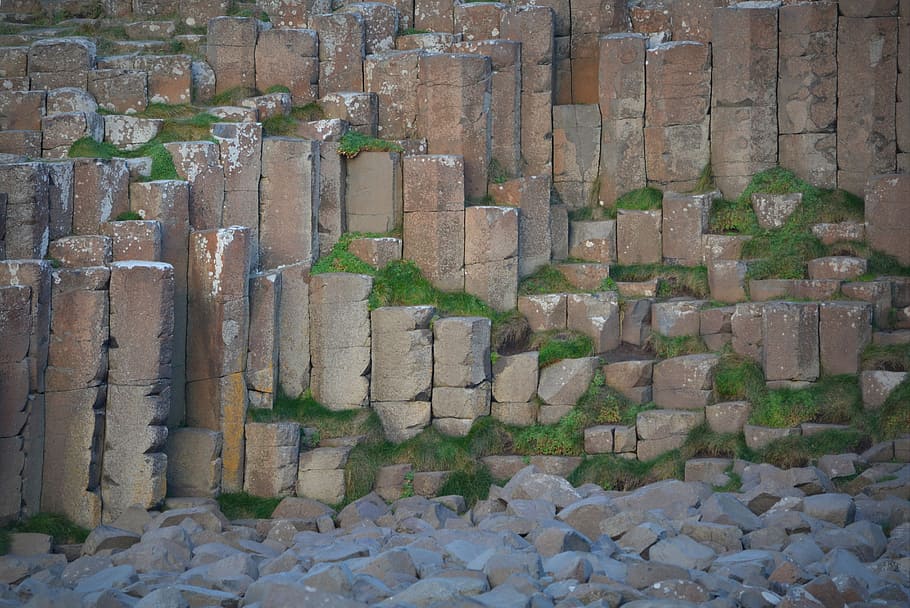 giant's causeway, northern ireland, rocks, rock formation, nature, unseco, day, architecture, large group of objects, full frame