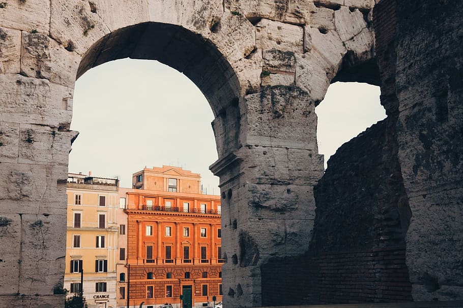 marrón, naranja, hormigón, edificio, durante el día, Roma, Coliseo, Juegos de gladiadores, Italia, romanos