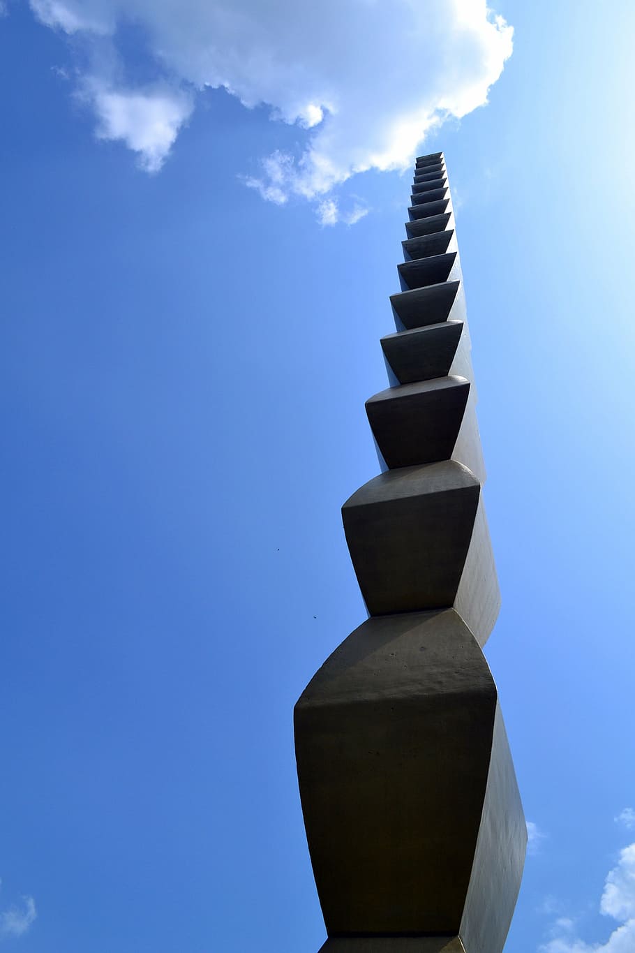 infinite, sky, vertical, infinity column, brancoveanu, low angle view, architecture, cloud - sky, built structure, nature