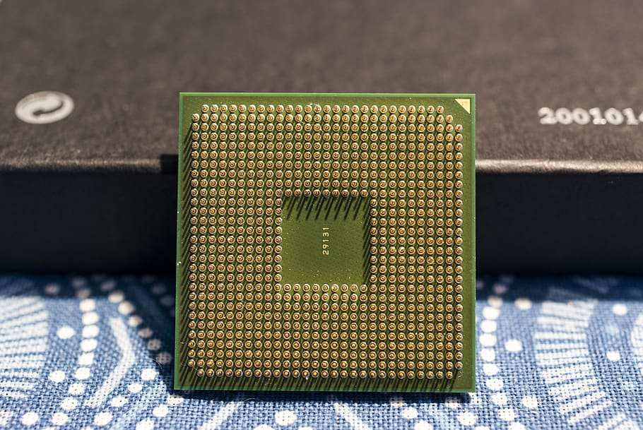 AMD Sempron 2500, procesador, microchip, AMD, computadora, accesorios para PC, tecnología, la parte posterior de la, desde atrás, pines