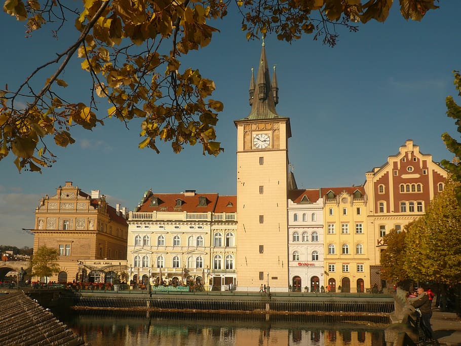 prague, chesnut, vltava, autumn, tower, czech republic, architecture, building exterior, built structure, tree