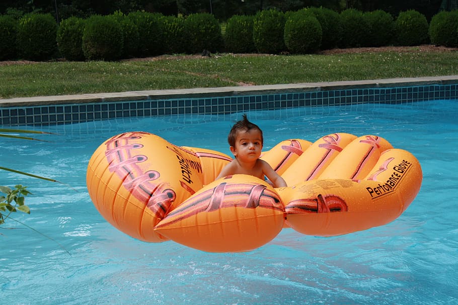 baby, mohawk, pool, summer, inflatable mattress, inflatable, fun, vacations, outdoors, swimming Pool