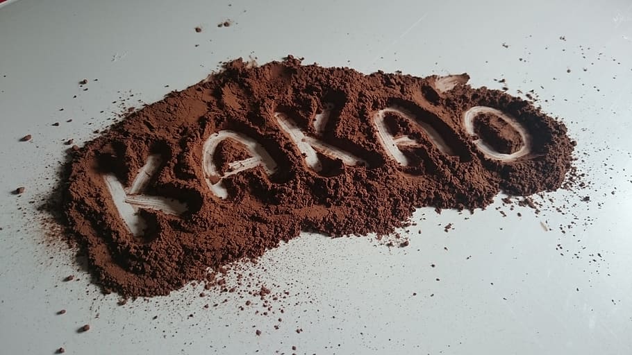polvo de kakao, blanco, superficie, cacao, chocolate, dulces, comida y bebida, en el interior, comida, texto