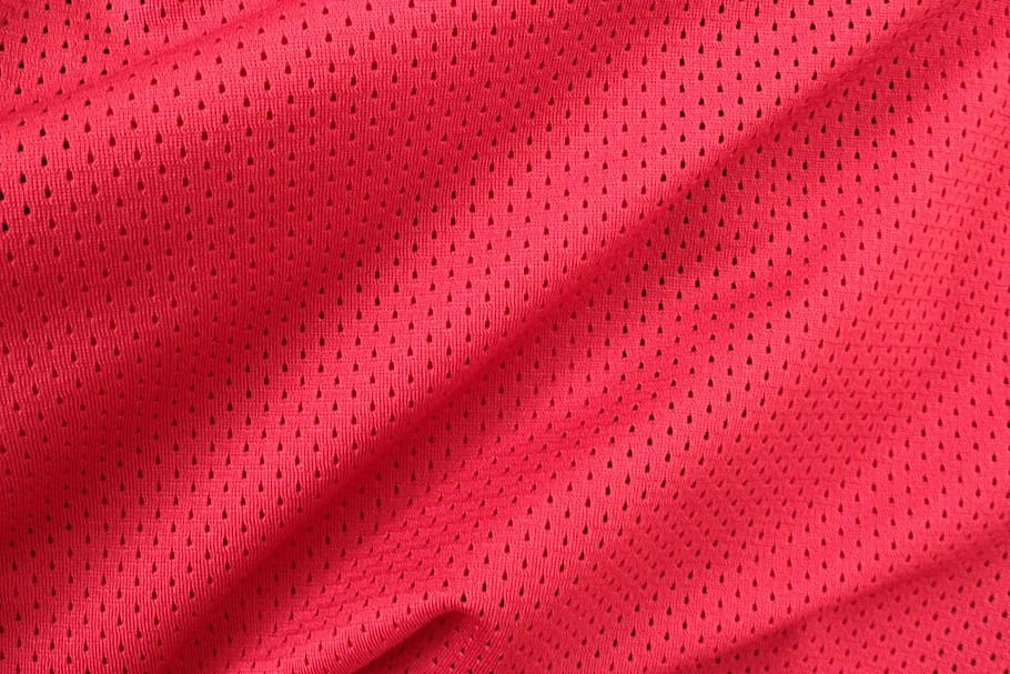 ピンクのテキスタイル, 赤, 服, 素材, テキスタイル, 背景, しわ, ドット, 小さな, 穴