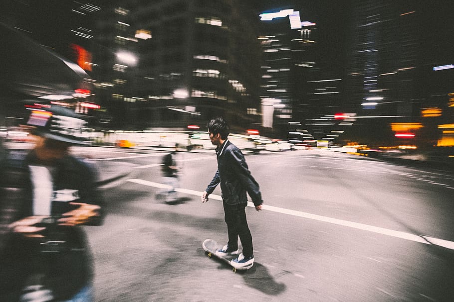 skateboard, skateboarding, skater, people, streets, roads, city, urban, night, dark