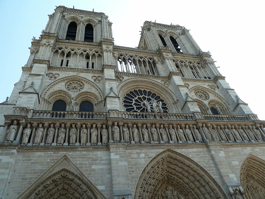 Notre Dame, catedral, París, fachada, iglesia, casa de culto, estructura construida, arquitectura, exterior del edificio, religión