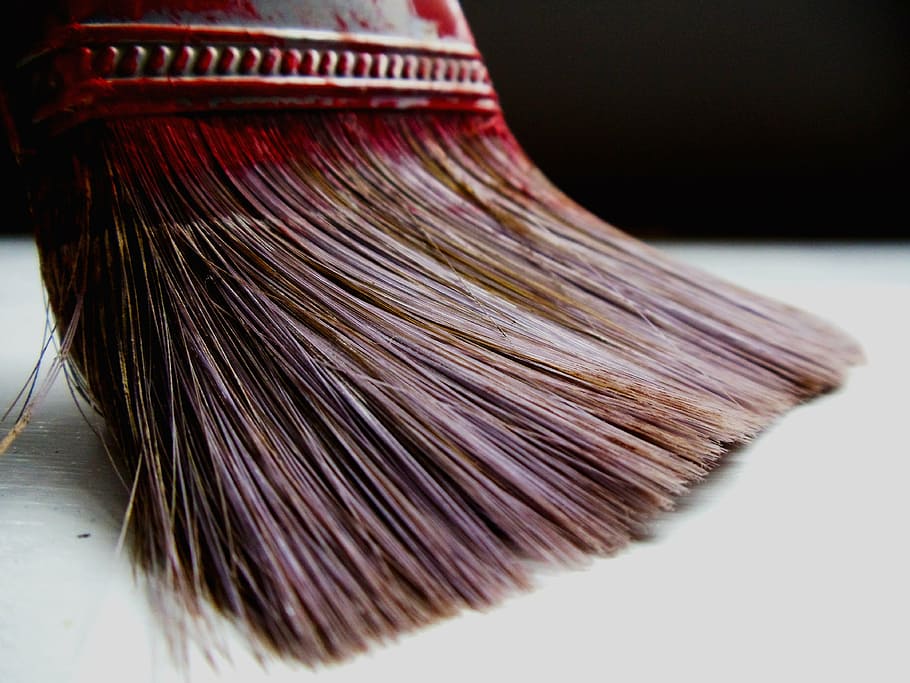 multicolored paint brush, brown, broom, still, items, things, brush, paint, bristles, macro