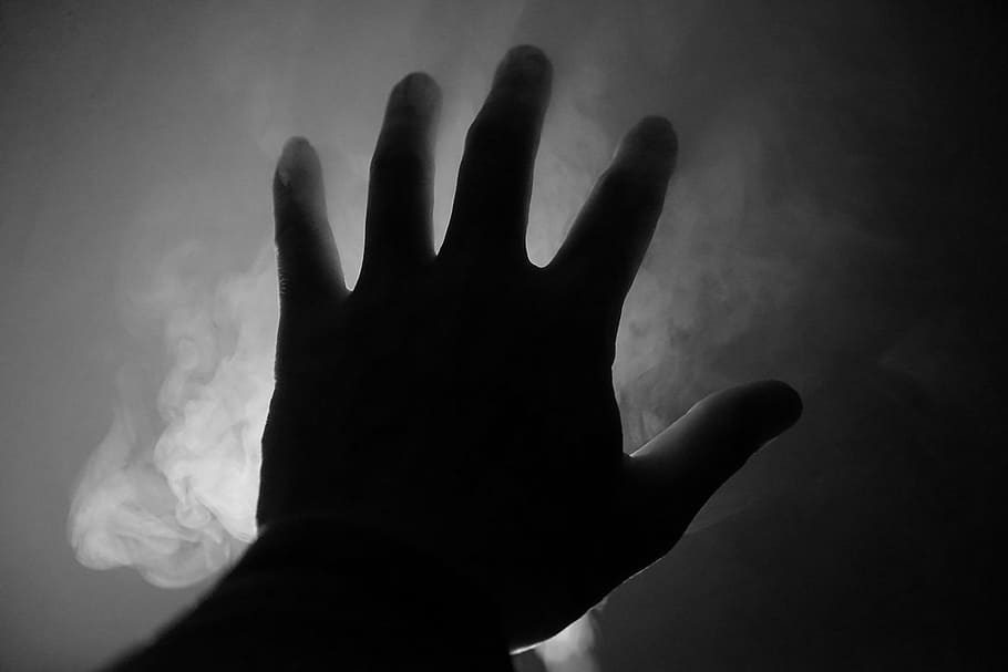 hand, smoke, light, human hand, human body part, body part, one person, finger, human finger, unrecognizable person