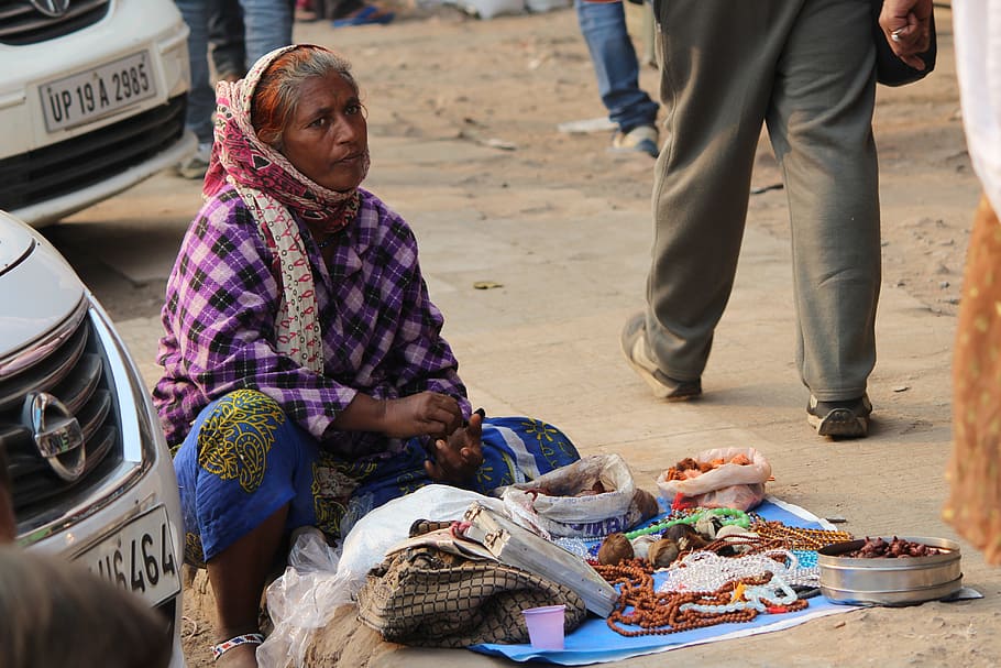 india, street, vendor, old, delhi, poor, lady, seller, small business, selling