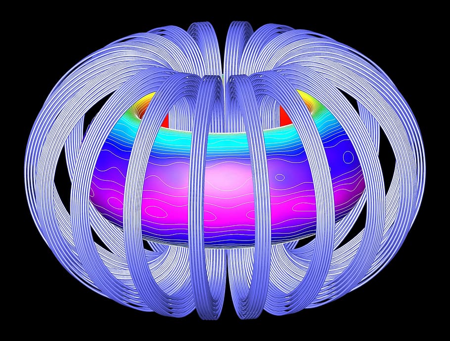 multicolored geometric pattern, diagram, graphic, drawing, energy, iter, magnetic confinement fusion, toroidal, field coils, physics