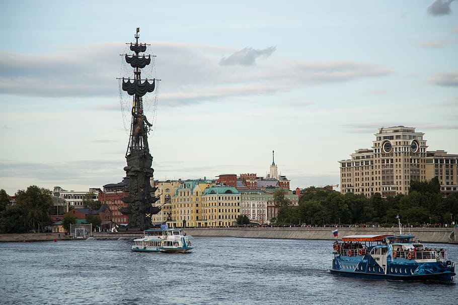 the monument to peter, moscow, monument, history, petr pervyj, center, ship, city, city centre, 1 peter