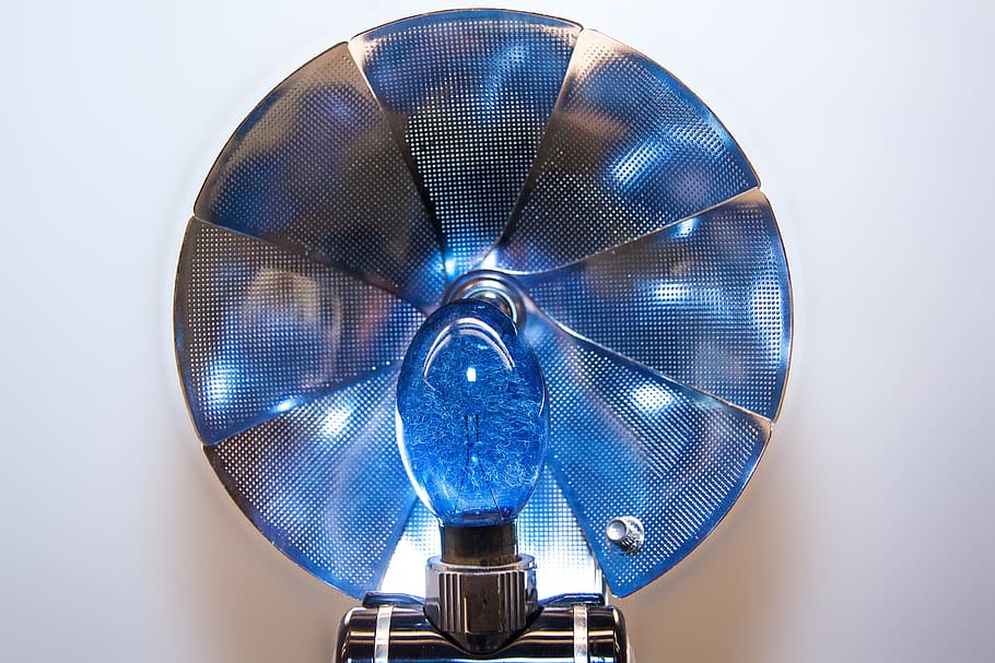 agfalux, flash light unit, 1955, agfalux 6872, flash bulb, big fan, old, glass pistons flash, technology, exposure