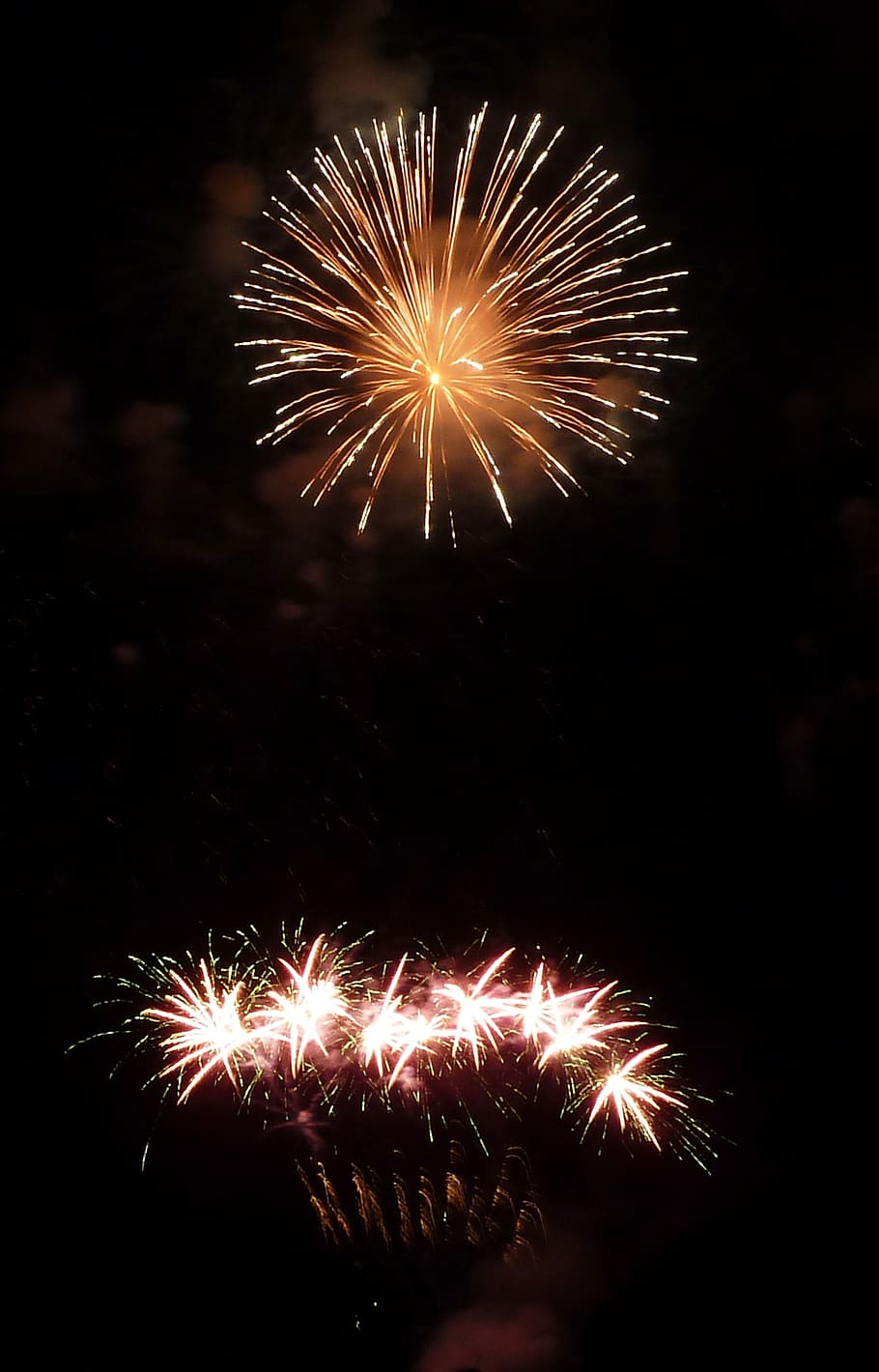 fireworks, light, night, beautiful, schaffhausen, white, purple, yellow, dark, explosion