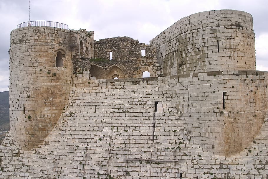 krak of chevaliers, crusader, syria, ancient cities, architecture, built structure, history, building exterior, the past, old