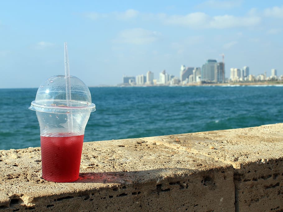Drink, Cold, Tel Aviv, Sea, cold drink, summer, beach, sand, water, food and drink
