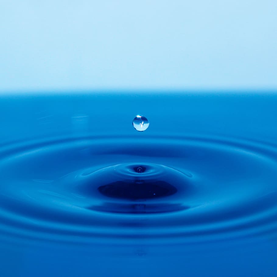water droplet, timing, water, droplet, drop, blue, rippled, close-up, motion, splashing