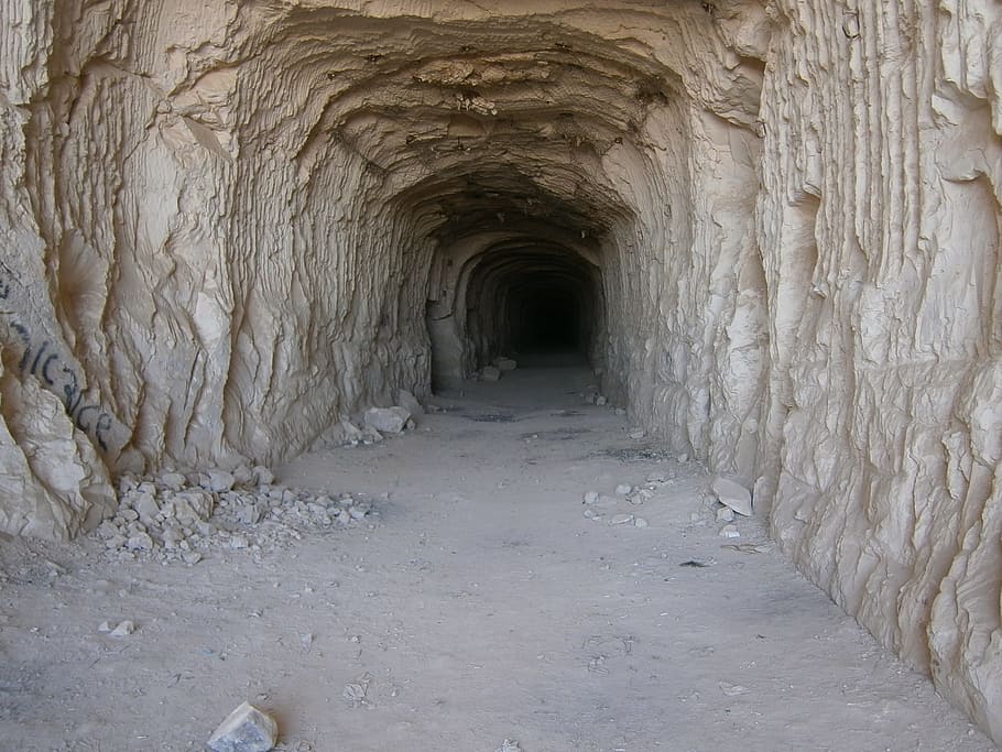 brown mountain tunnel, gray, concrete, cave, tunnel, underground, entrance, geology, deep, cavern