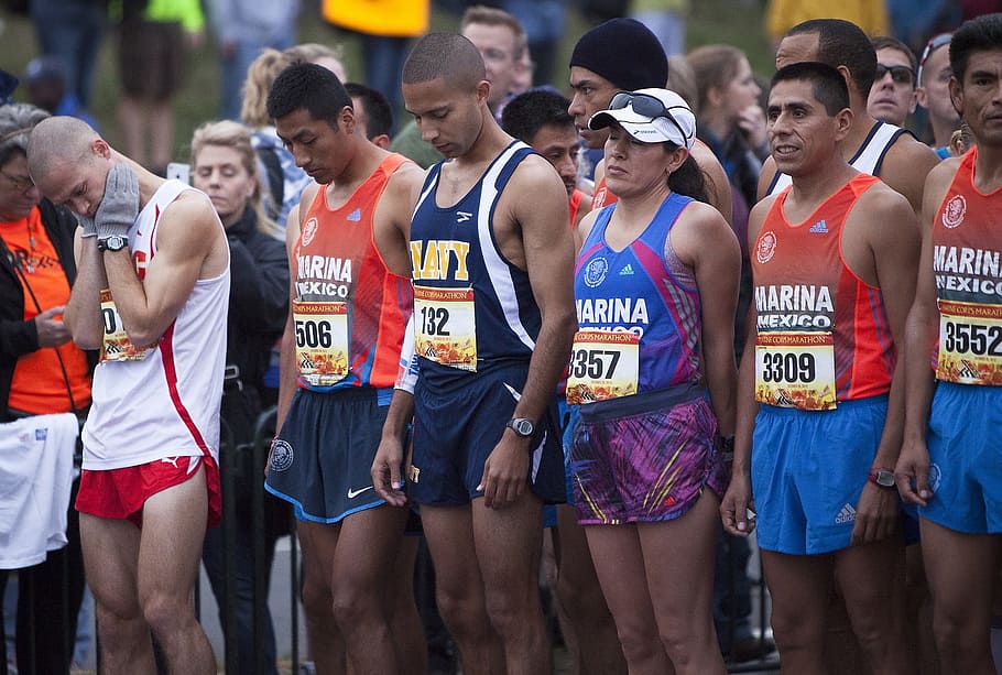 group, people, wearing, assorted-color tank, top, lot, Runners, Race, Competition, Males