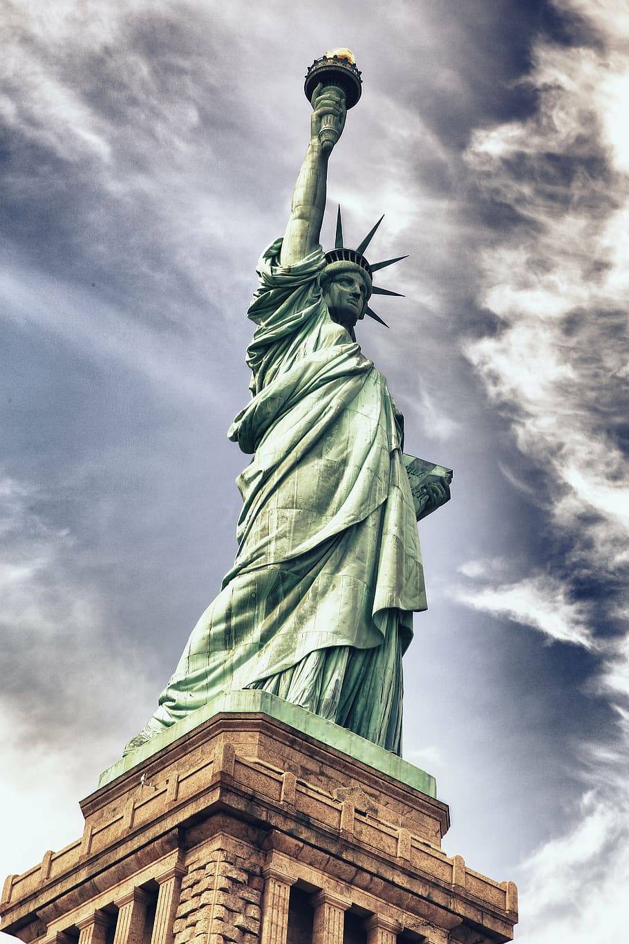像, 自由, 新しい, ニューヨーク, 写真, 自由の女神, 建築, dom, 独立, 空
