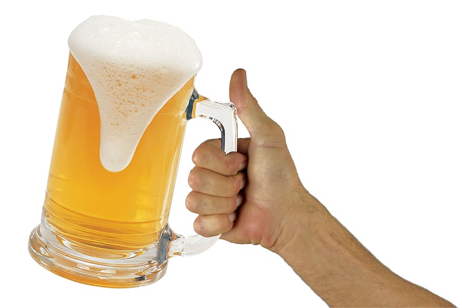 agarrando, cerveja, segurando, bebida, festa, bar, álcool, comemorar, pub, alcoólico