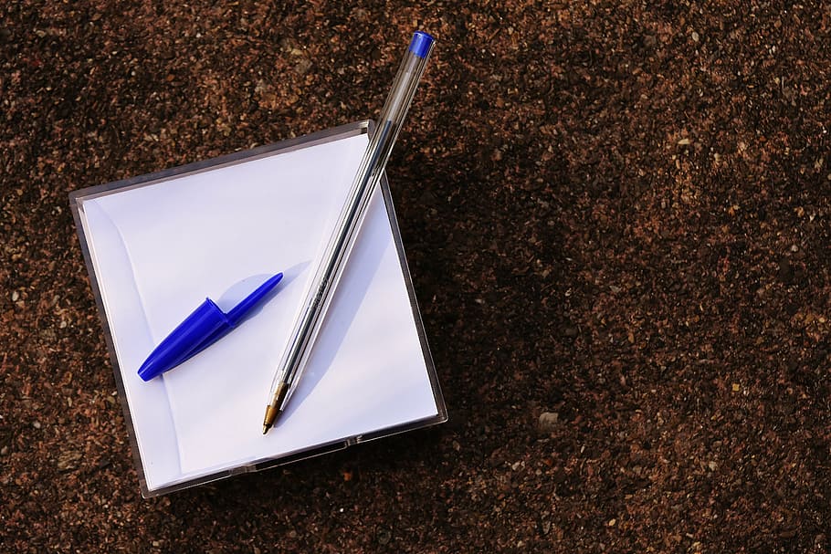 caneta esferográfica, branco, caixa, caneta, lembretes, notas, ferramenta de escrita, papel, nota, bloco de notas