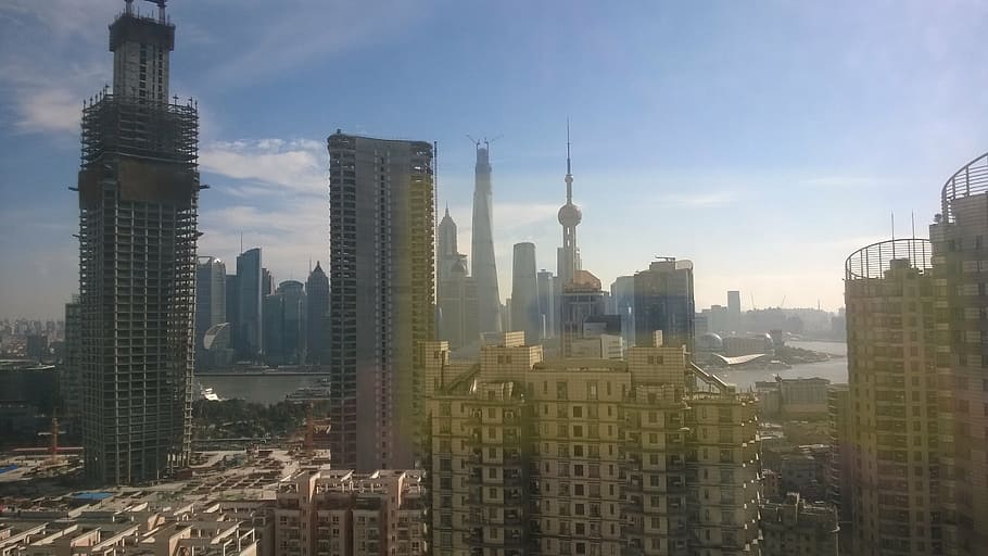 shanghai, china, morning, city, skyscraper, tall, buildings, architecture, building exterior, built structure