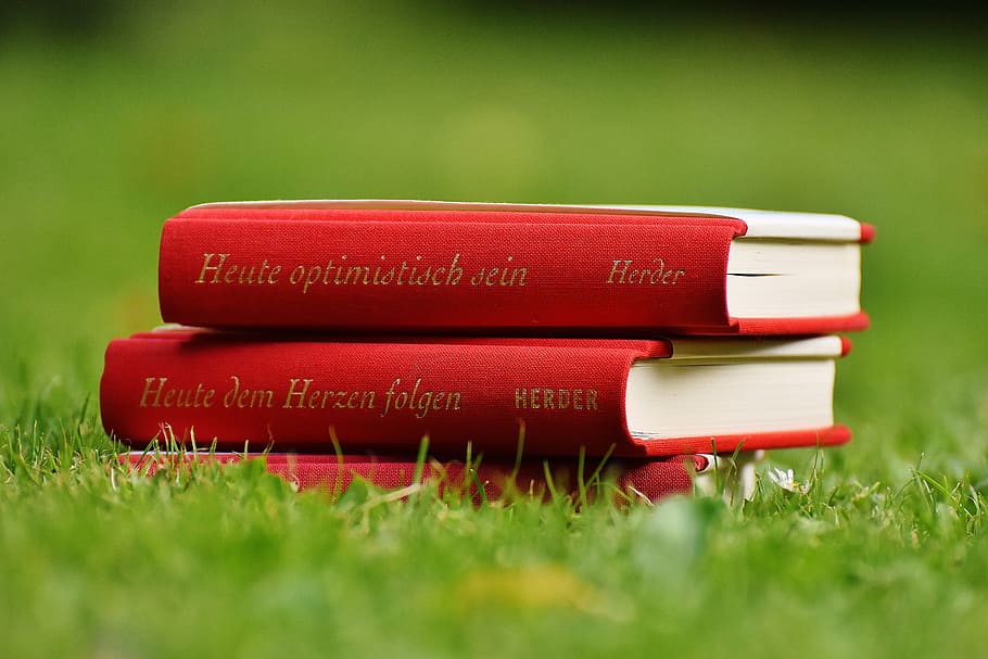 two, red, cover, books, green, gras, motivation, optimism, positive, optimistic