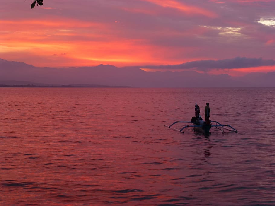 fischer, indonesia, sunset sea, boot, sunset, water, sky, sea, waterfront, beauty in nature