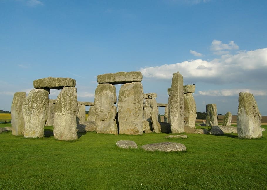 Stonehenge, Wiltshire, Inggris, sejarah, masa lalu, kuno, hari, kehancuran tua, arsitektur, langit