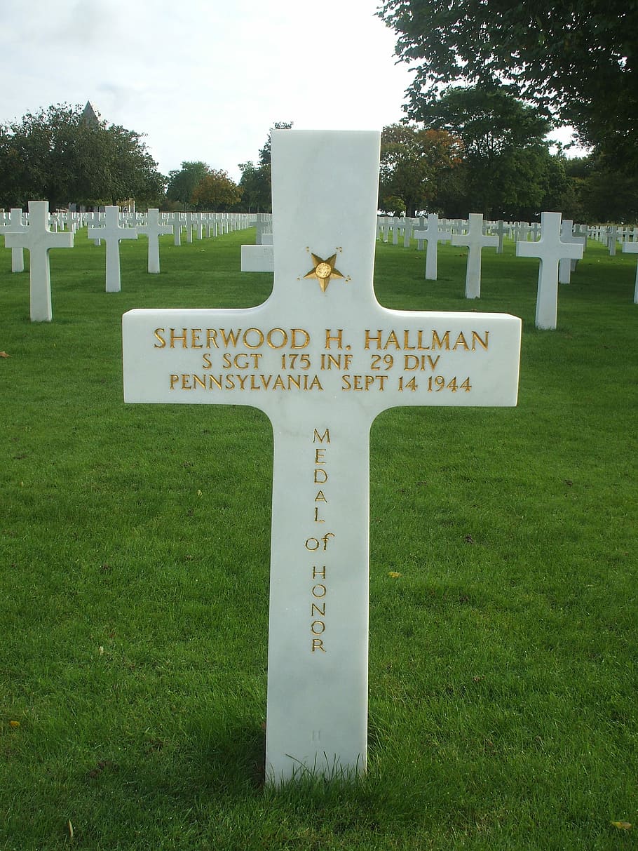 Cross, Falls, War, Normandy, american cemetery, soldier, military, second world war, cemetery, silence