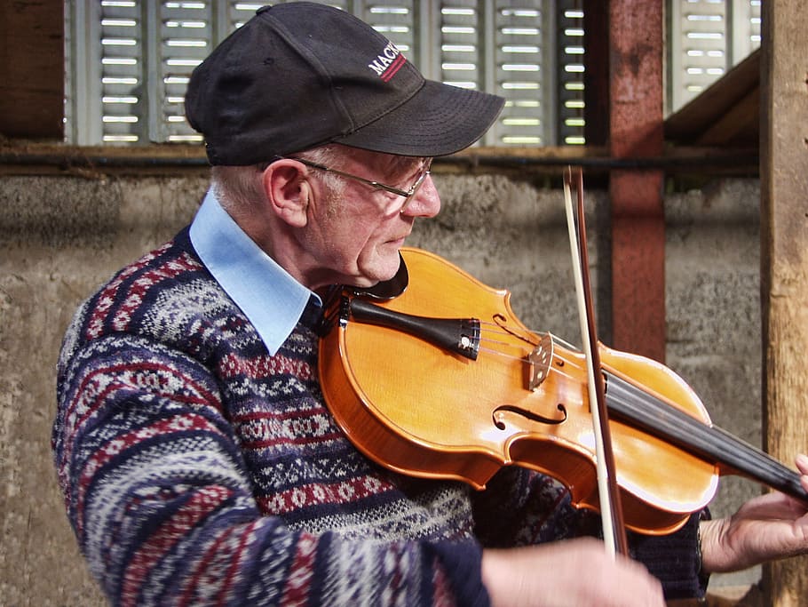 Fiddle, Instrument, Music, fiddler, musician, bow, shetland isles, scotland, senior adult, one senior man only