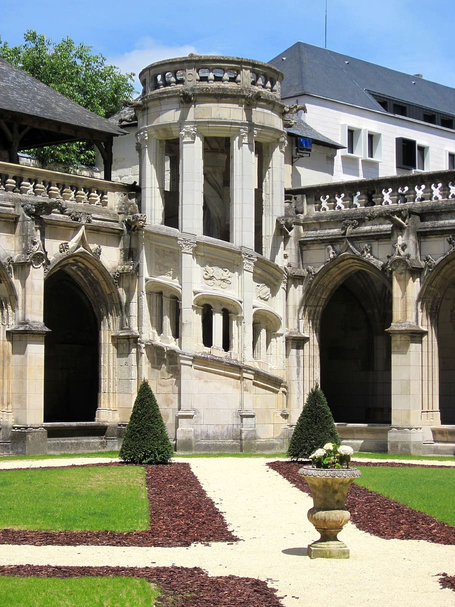 catedral de st gatien, cloitre de la psalette, claustro, escalera, balcón, renacentista, gótico, tours, indre-et-loire, francia