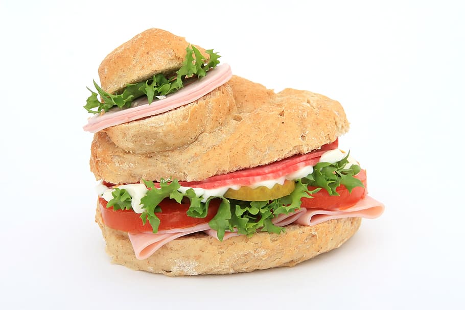 baloney sandwich, lettuce, tomato, bread, brown, bun, burger, calories, cheese, close-up