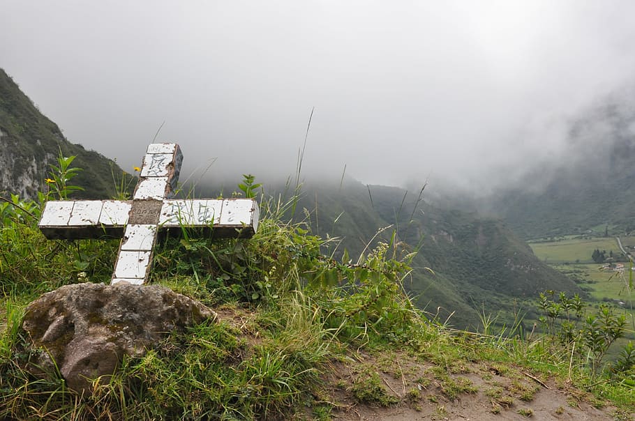 ecuador, pululahua, crater, cruz, mountain, landscape, nature, clouds, solo, fog