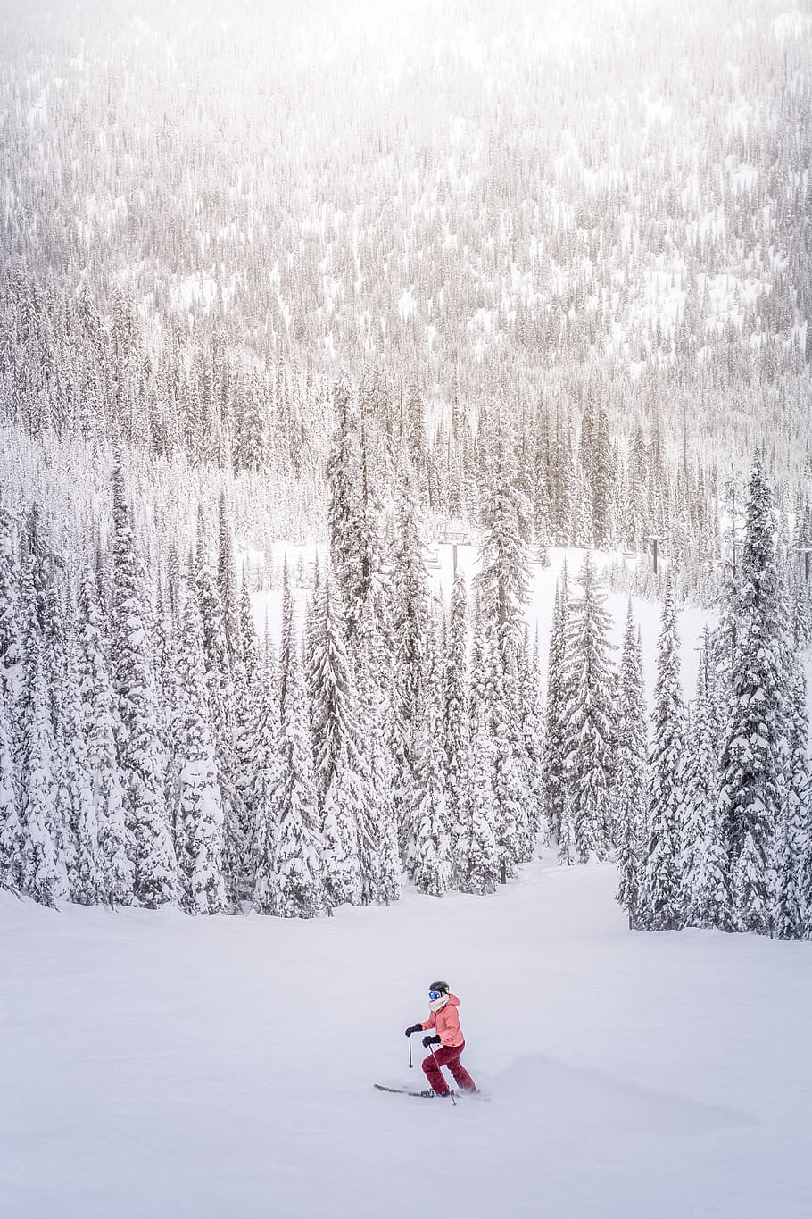 Persona Esquí De Nieve Cubierto Montaña Persona Esquí De Nieve Invierno Nieve Al Aire