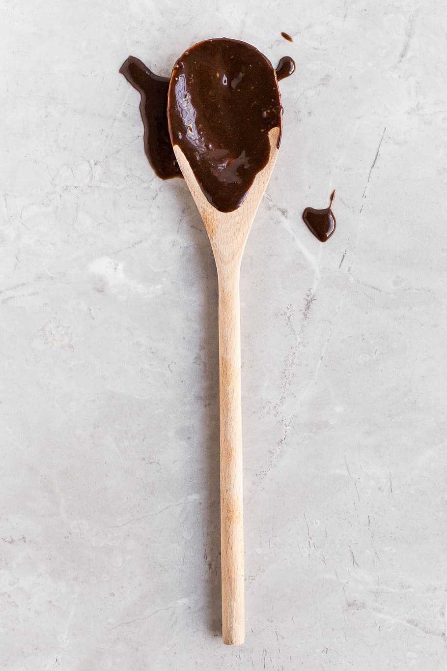 beige, wooden, ladle, white, surface, chocolate, dip, laddle, spoon, wood