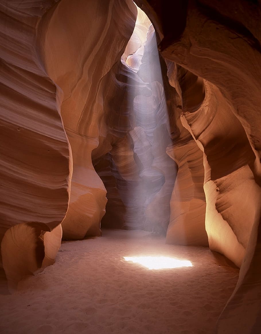 arizona cave, daytime, sandstone, light, page, arizona, rock, light shaft, slot, desert