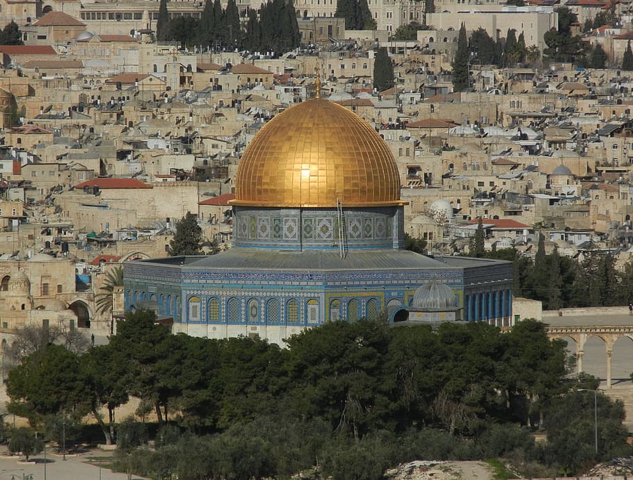 aerial, photography, landmark, aerial photography, al aqsa mosque, temple mount, rock, temple, jerusalem, israel