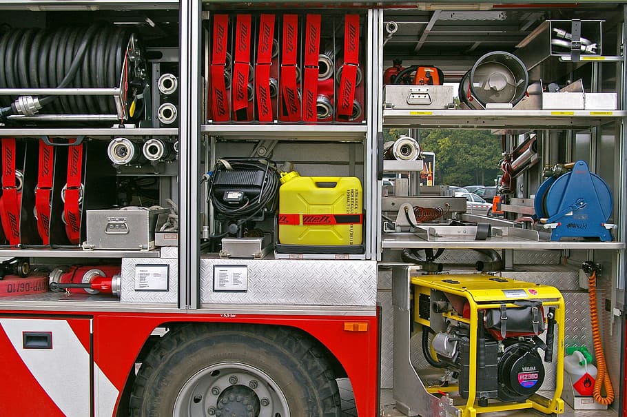 firetruck, portable, generator, hoses, fire, firefighters, fire truck, volunteer firefighter, delete, save lives