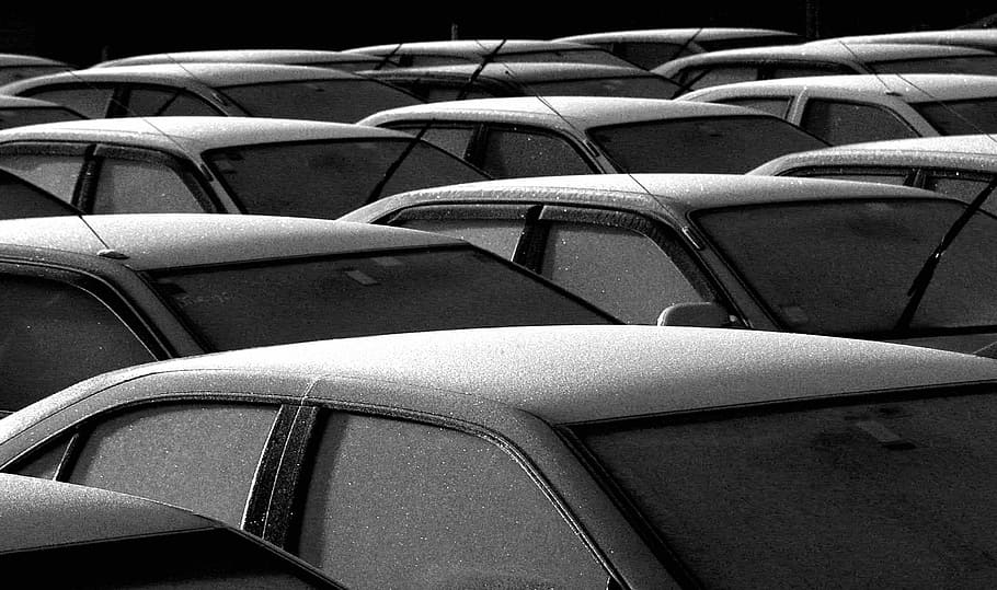 frosty, start, car yard, scale, photography, vehicle, showing, roofs, in a row, seat