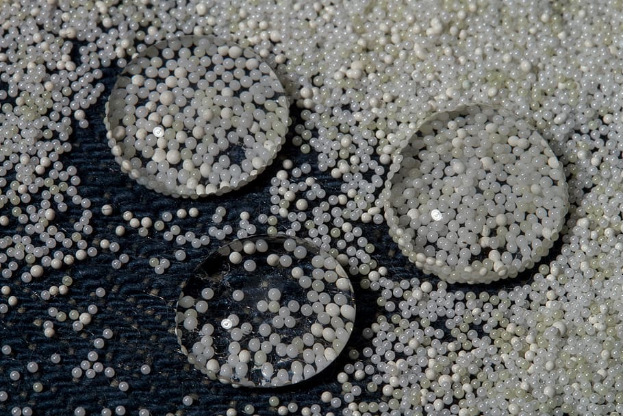 macro, ceramic balls, drop of water, water repellent, full frame, pattern, backgrounds, high angle view, close-up, indoors