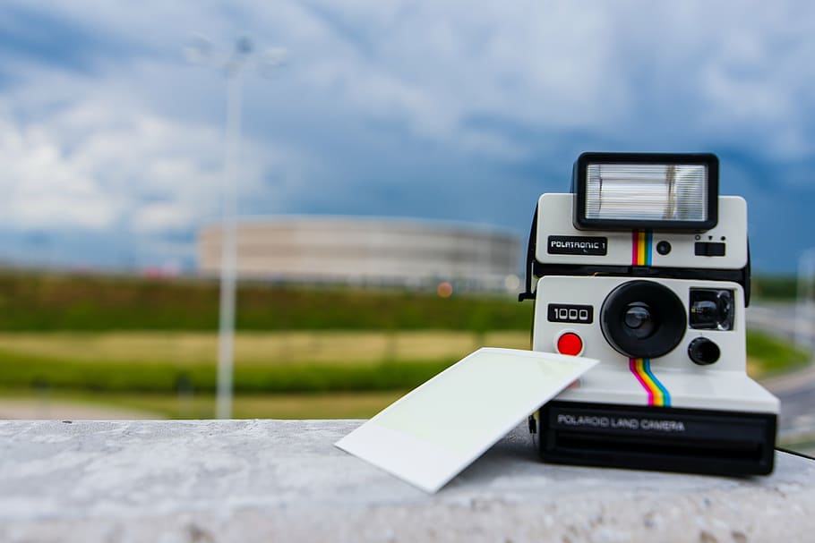 white, polaroid land camera, daytime, polaroid, camera, photography, technology, paper, creativity, polaroid frame