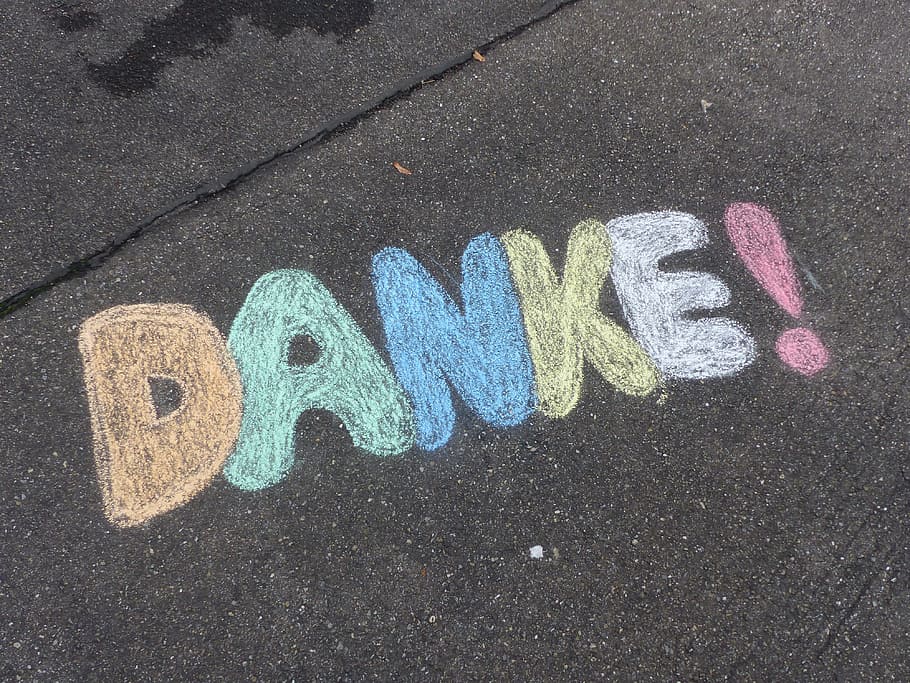 Thank You, straßenkreide, chalk art, single Word, text, day, outdoors, road, close-up, western script
