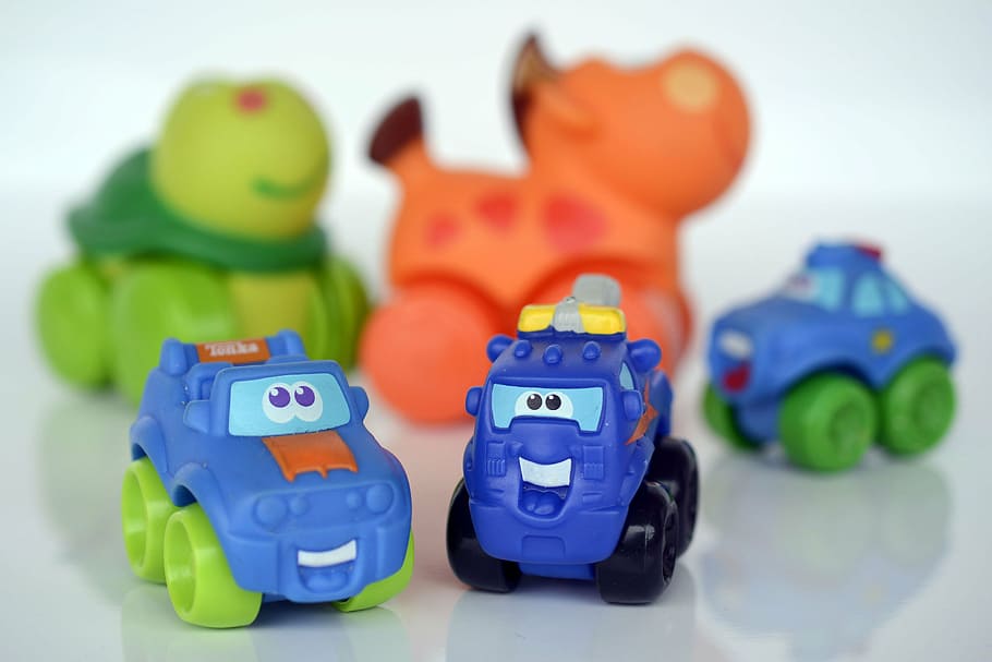 selectivo, fotografía de enfoque, azul, coches de juguete, juguetes, vehículo, auto, cara, vehículo de goma, juguetes para niños