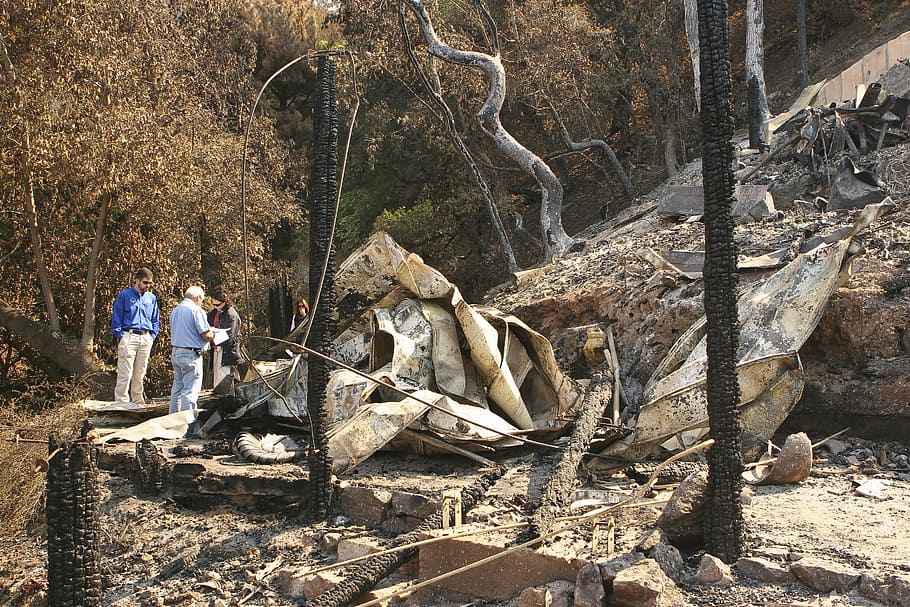 dano de incêndio, incêndio na bacia, grande, incêndio florestal, danos, bacia, fogo, Califórnia, Big Sur, PDA