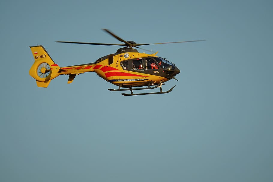 rescue, airplane ambulance, helicopter, flying, transport, air vehicle, clear sky, sky, transportation, mid-air