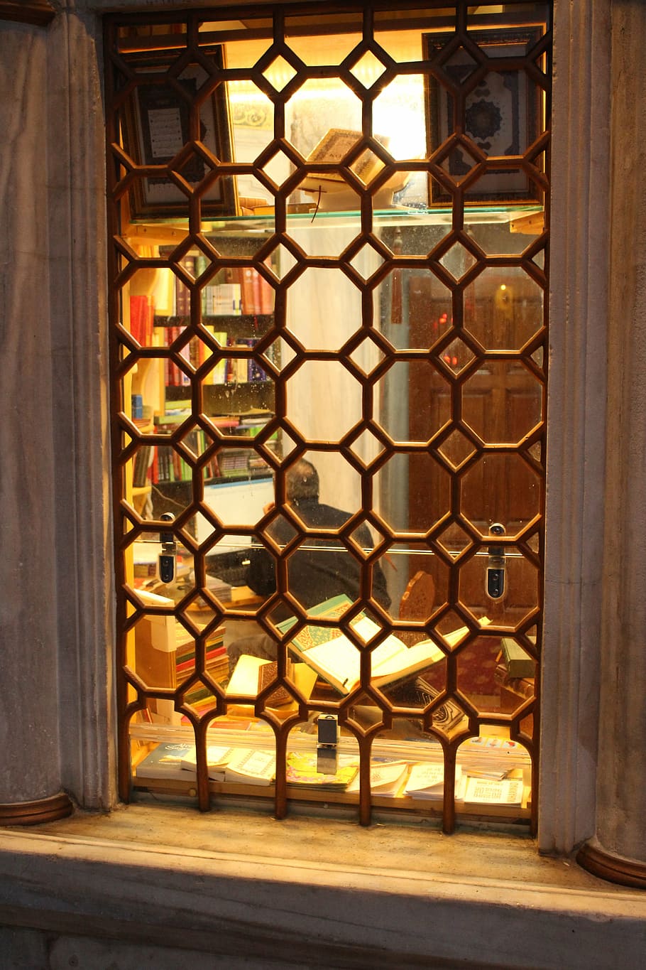window, book, koran, book store, library, arabic, architecture, indoors, pattern, design