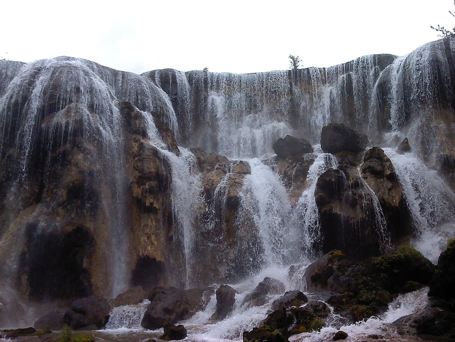 Jiuzhaigou, Cataratas, Paisagem, cachoeira, natureza, rio, água, paisagens, córrego, corrente Água