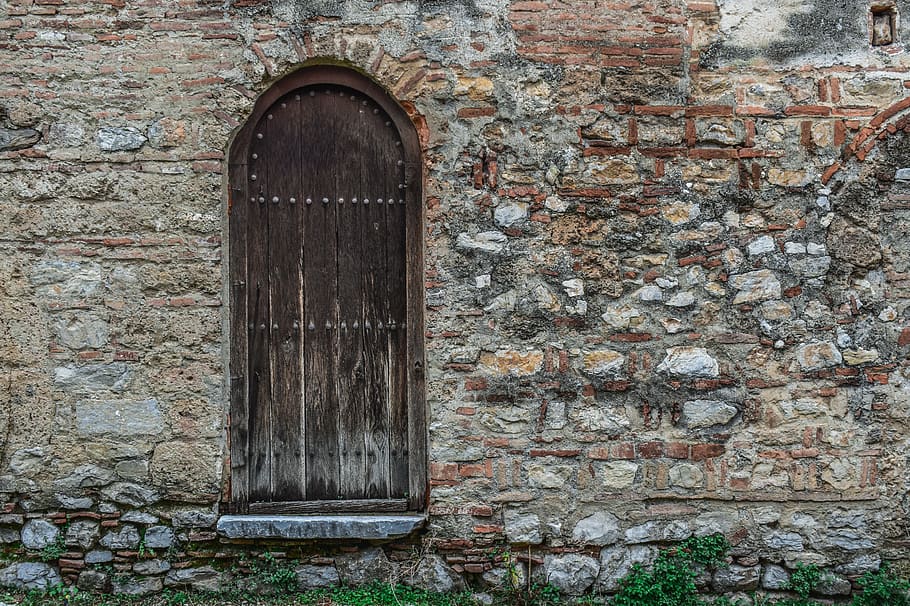 door, wall, building, medieval, church, architecture, old, saint sofia, ohrid, north macedonia