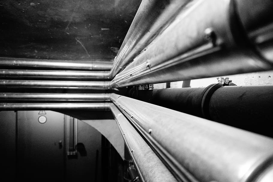 pipes, heating tube, perspective, indoors, architecture, subway station, subway train, close-up, day, metal